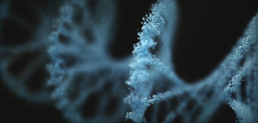 Image of a 3D rendering of DNA for Viral Change in Organizations blog post