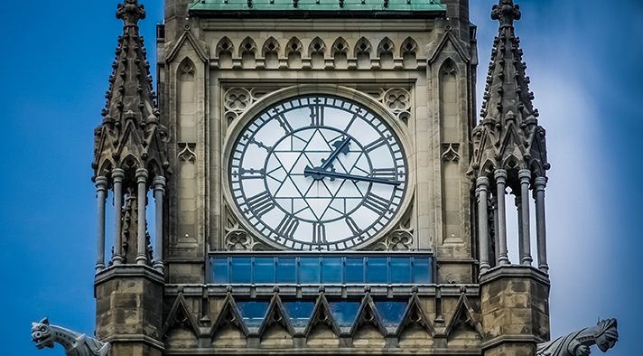 Image of the Parliament of Canada’s clocktower for Canada 2030 Scan of Emerging Issues Governance blog post