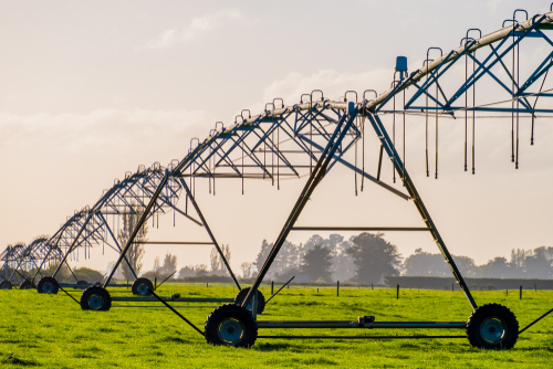 Image of modern irrigation machine in a field