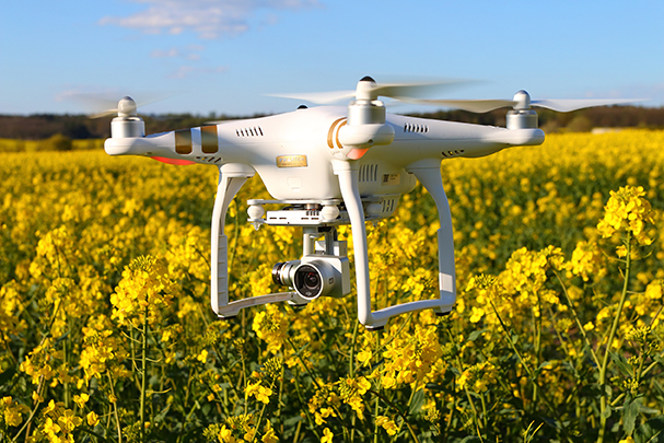 Image of agricultural drone in a field